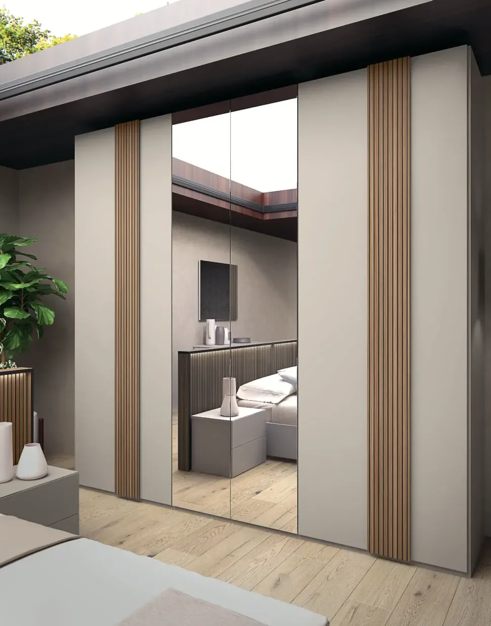 Armadio ante battenti in laccato opaco Riga mirror di Collezione esclusiva