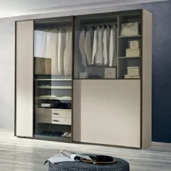 Armadio moderno Armadio mod.mood a 2 ante-scorrevoli-maxi con riquadri a specchio bronzato Gierre mobili con un ribasso imperdibile