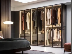 Armadio moderno Perry vetro + laccato Novamobili con un ribasso imperdibile