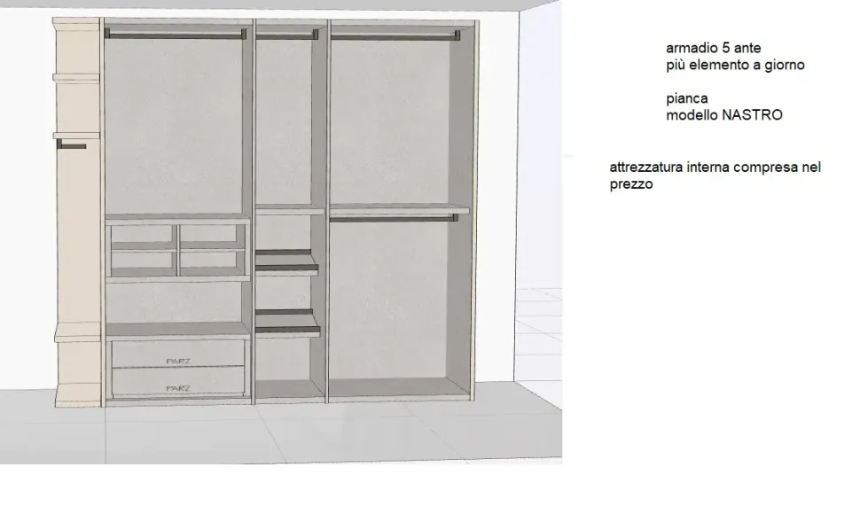 Armadio Nastro Pianca a cinque ante a prezzo scontato