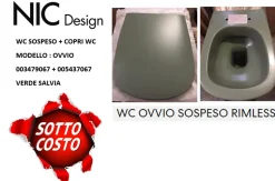 Arredamento bagno: mobile Artigianale Nic design ovvio wc sospeso 003479067 + sedile verde 005437067 salvia opaco nuovo e imballato con forte sconto
