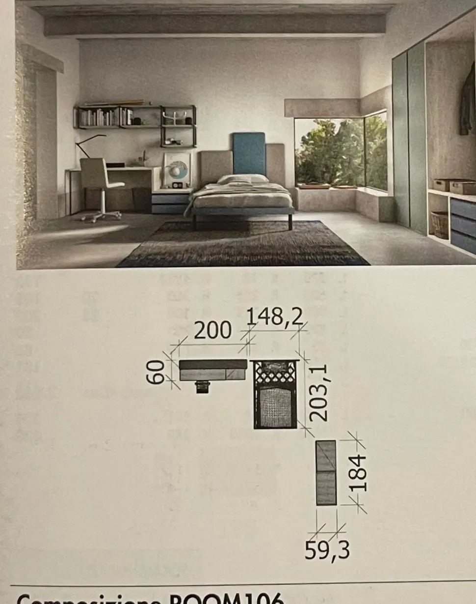 Camera da letto 106 Zg mobili in legno a prezzo Outlet