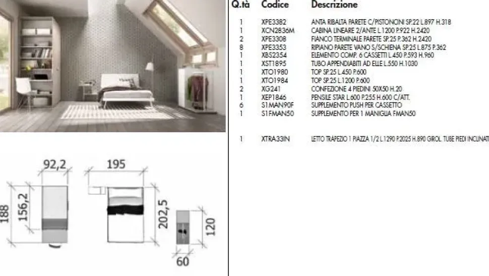 Camera da letto 107 Zg mobili in legno a prezzo scontato