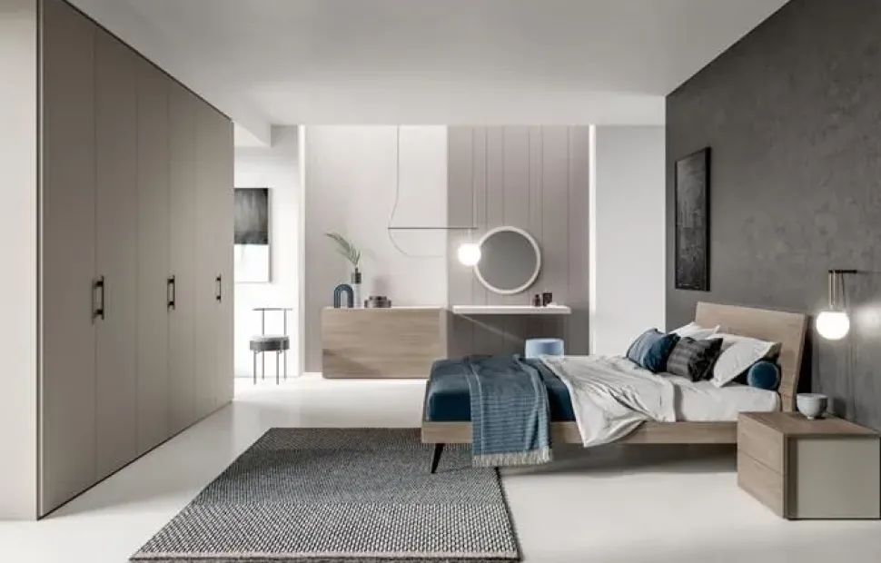 Camera da letto Composizione b017 Villanova in laccato opaco in Offerta Outlet