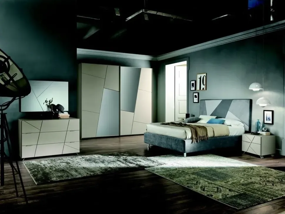 Camera da letto Gierre mobili Camera matr.completa mod. abaco in promo-sconto 30% a prezzo ribassato in laccato opaco