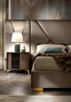 Camera da letto Grazia effetto marmo Mobilpiu in legno a prezzo Outlet