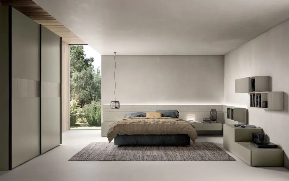 Camera da letto Night 01 power Zg mobili in laminato in Offerta Outlet