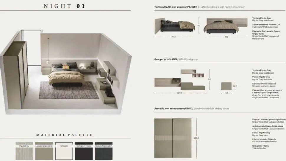 Camera da letto Night 01 power Zg mobili in laminato in Offerta Outlet