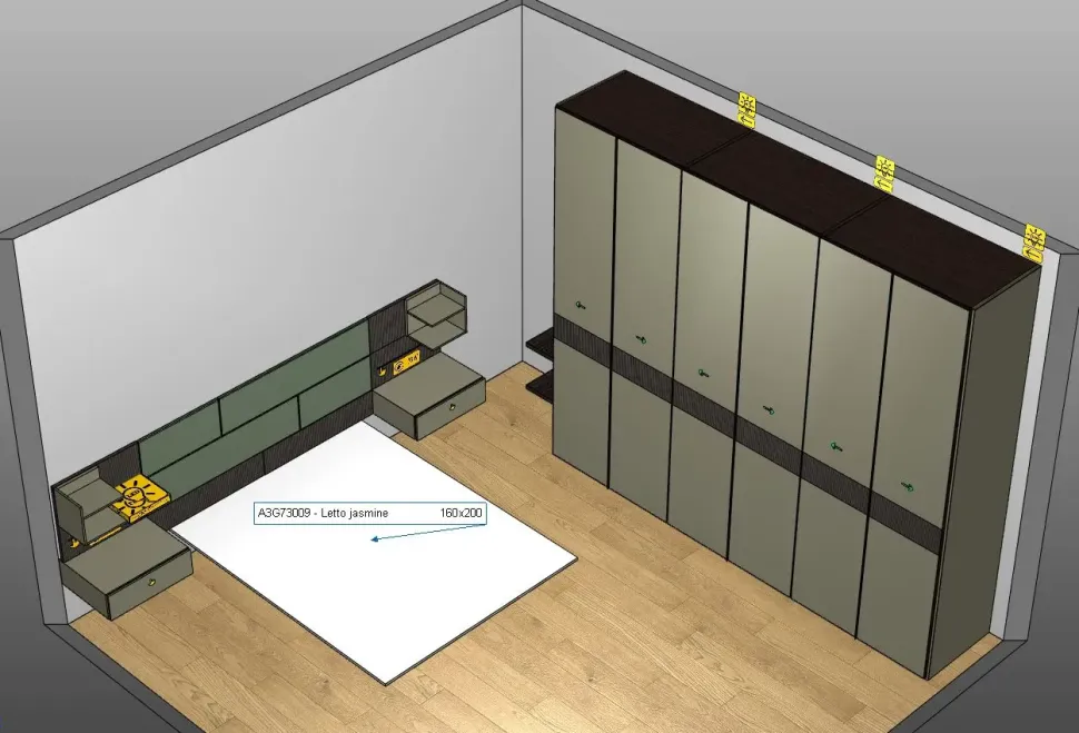 Camera da letto Noto Orme in laccato opaco a prezzo scontato