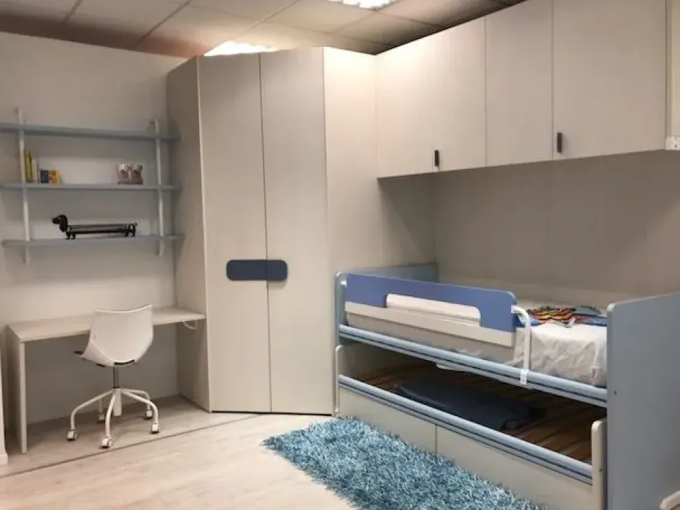 Cameretta Camera con cabina Mistral con letto a soppalco scorrevole scontata