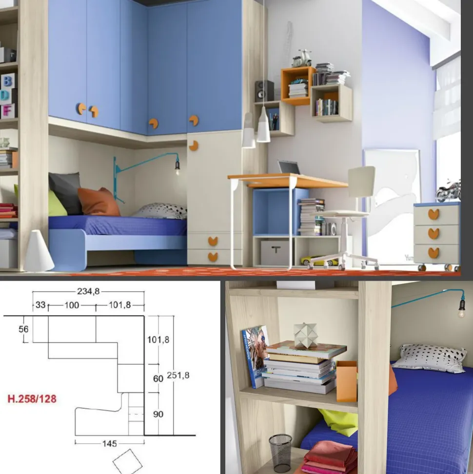 Cameretta Cameretta a ponte 16 San martino mobili con letto a ponte scontata