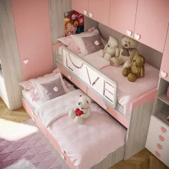 Cameretta Cameretta a ponte con cabina-spogliatoio di giessegi scontata del 40% Giessegi con letto a castello scorrevole a prezzo scontato