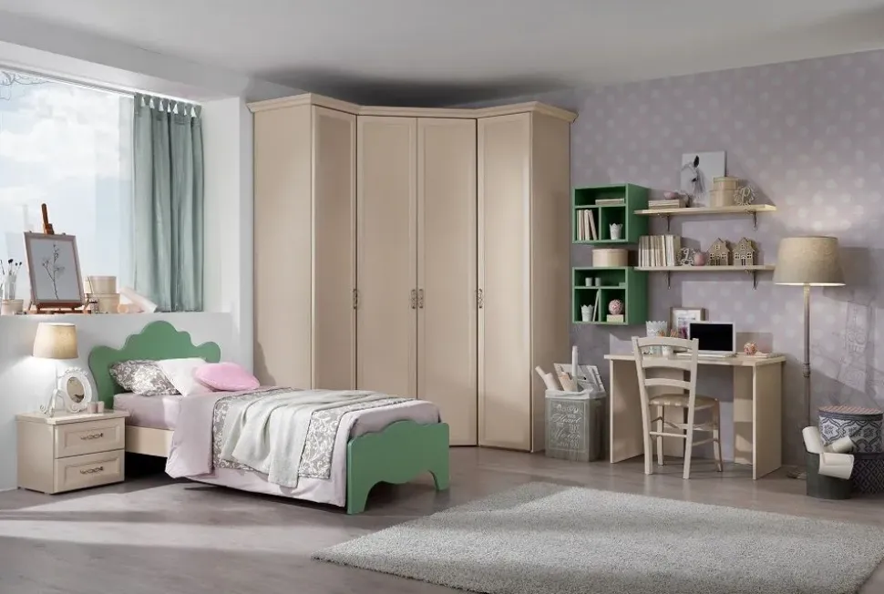 Cameretta Cameretta con cabina-spogliatoio mod.first in promo-sconto del 40% Gruppo silwood con letto a terra in offerta