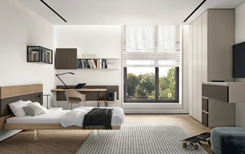 Cameretta Cameretta di design moderna Zg mobili in laminato materico in Offerta Outlet