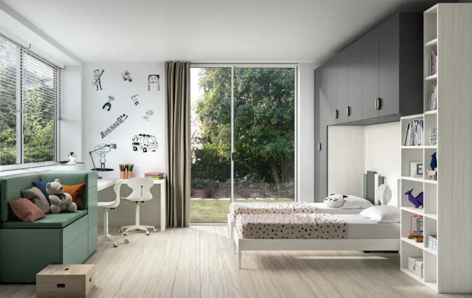 Cameretta Cameretta moderna con armadio a ponte Zg mobili letti a terra scontata