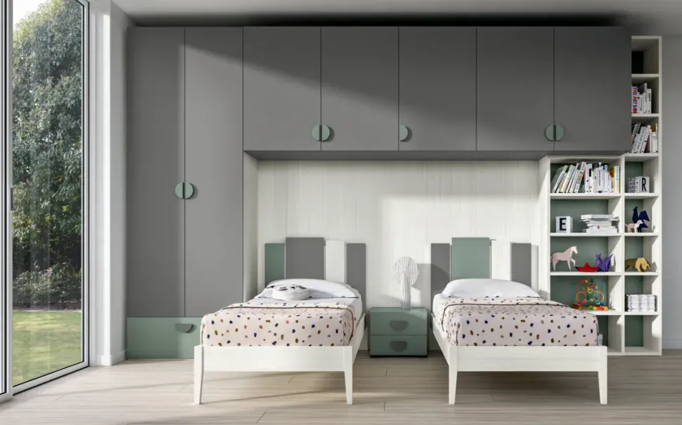 Cameretta Cameretta moderna con armadio a ponte Zg mobili letti a terra scontata