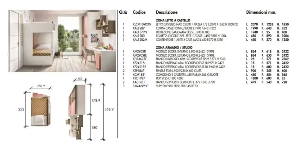 Cameretta Cameretta per bambini moderna Zg mobili con letto a castello scontata