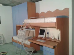 Cameretta Cameretta tagliabue  colore ciliegio chiaro e azzurro pervinca Tagliabue con letto a soppalco scontata
