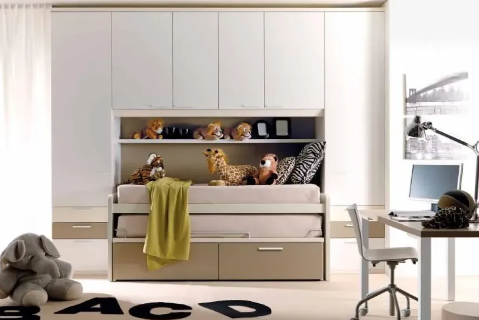 Cameretta Composizione 932 Doimo cityline in laminato opaco a prezzo scontato