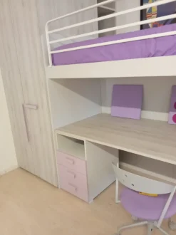 Cameretta Fantasy rosa Zg mobili con letto a castello scontata