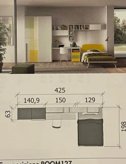 Cameretta in laccato opaco?127 Zg mobili scontata a PREZZI OUTLET