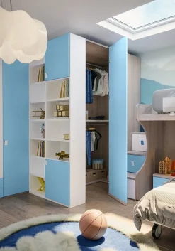 Cameretta in laccato opaco Cameretta con letto a castello di giessegi scontata del 40% Giessegi scontata a PREZZI OUTLET