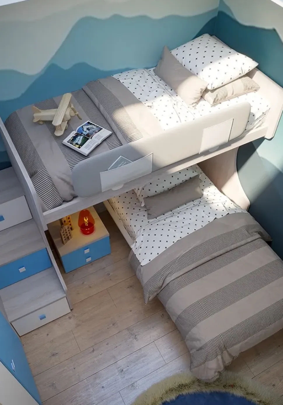 Cameretta in laccato opaco Cameretta con letto a castello di giessegi scontata del 40% Giessegi scontata a PREZZI OUTLET