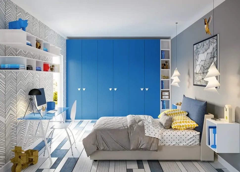 Cameretta in laccato opaco Cameretta completa con letto imbottito di giessegi scontata del 40% Giessegi scontata a PREZZI OUTLET