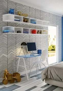 Cameretta in laccato opaco Cameretta  completa con letto imbottito di giessegi scontata del 40% Giessegi scontata a PREZZI OUTLET