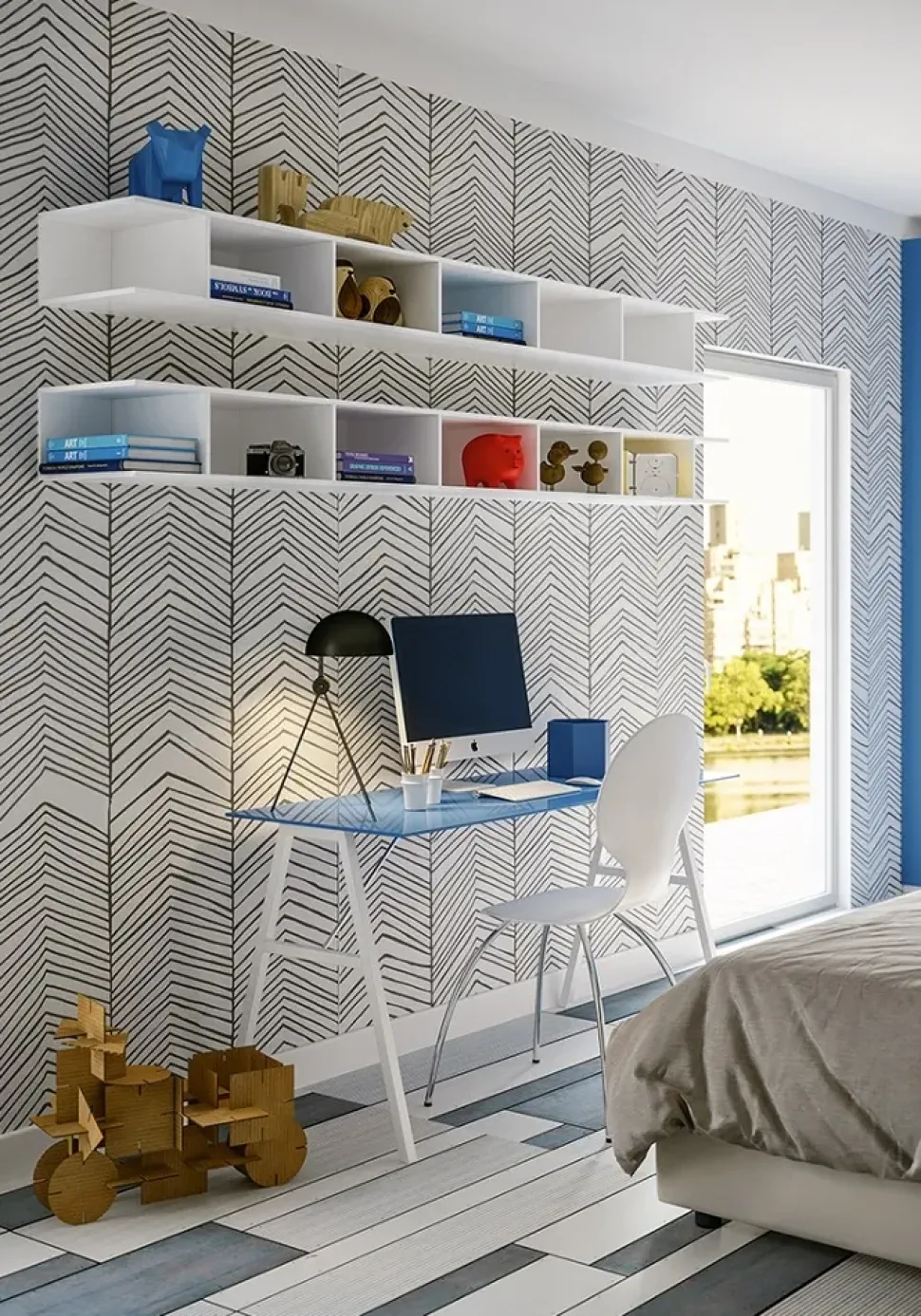 Cameretta in laccato opaco Cameretta completa con letto imbottito di giessegi scontata del 40% Giessegi scontata a PREZZI OUTLET