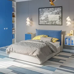 Cameretta in laccato opaco Cameretta completa con letto imbottito di giessegi scontata del 40% Giessegi scontata a PREZZI OUTLET