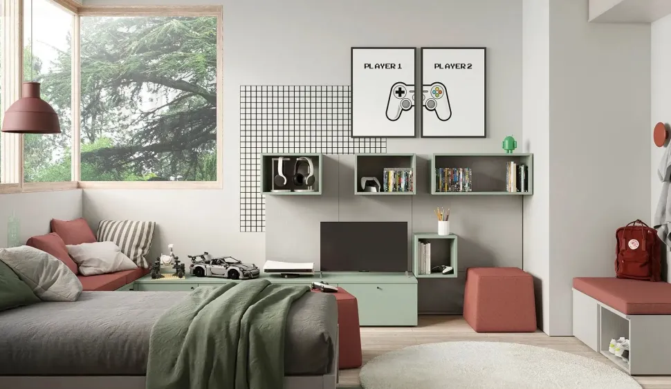 Cameretta in laminato opaco Momenti 03 Febal scontata a PREZZI OUTLET