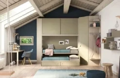 Cameretta Leonardo con cabina-armadio Corazzin letti a terra scontata