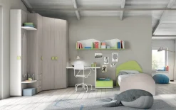 Cameretta Mistral scontata del 30%. Cabina-spogliatoio in laminato materico. Prezzi outlet!