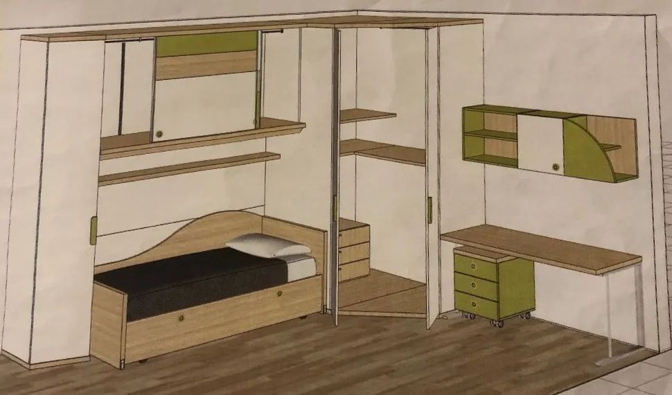 Cameretta Qik Doimo cityline con letto a ponte a prezzo Outlet