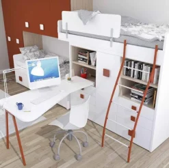 Cameretta Rossana Artigianale con letto a soppalco a prezzo scontato