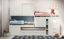 Cameretta Smart junior 42 San martino mobili con letto a soppalco scorrevole in offerta
