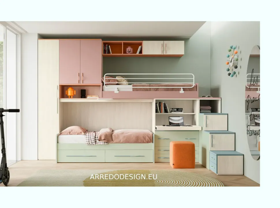 Cameretta Smart San martino mobili in laminato materico a prezzo Outlet