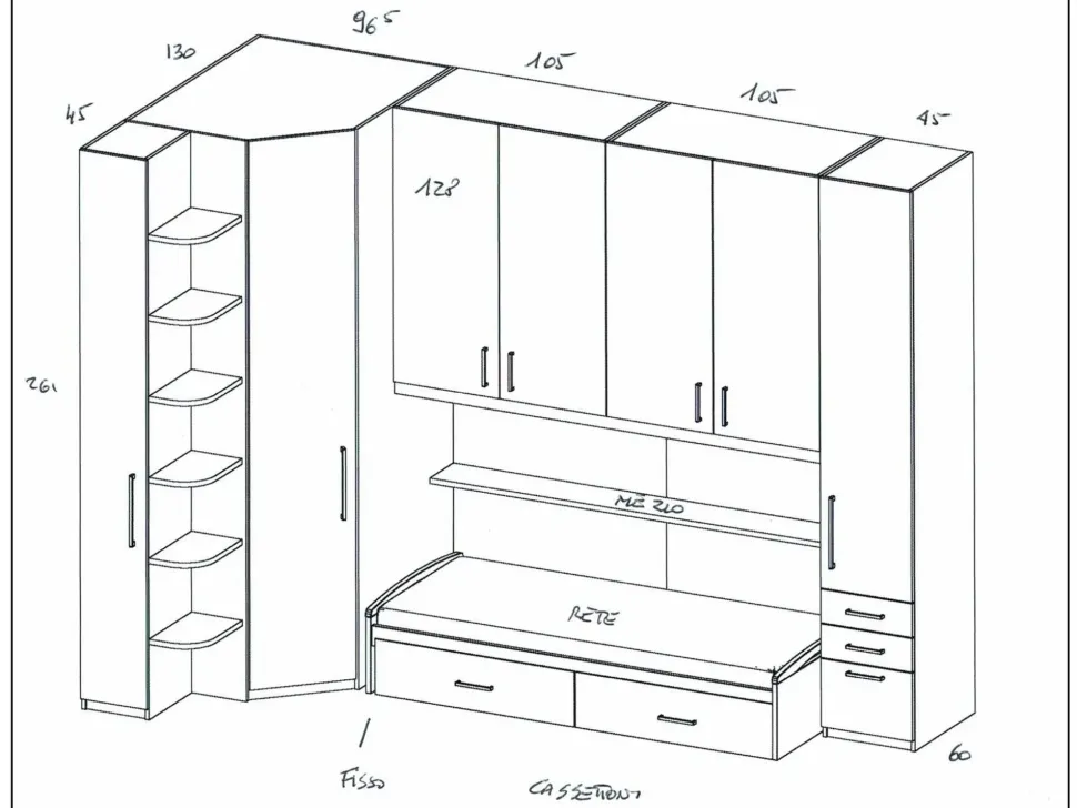 Cameretta Storie Imamobili con letto a ponte a prezzo Outlet