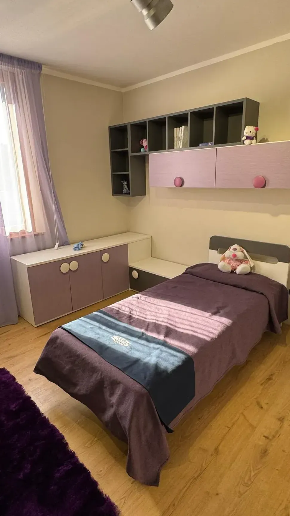 Cameretta Violetta, frassino bianco, antracite Furlan in laccato opaco a prezzo Outlet