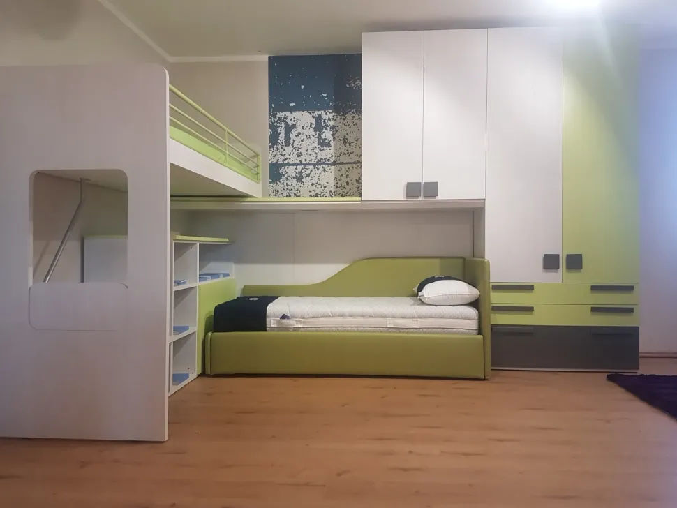 Cameretta Vip con soppalco scorrevole e terzo letto Dielle SCONTATA