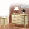 Cassetiera modello Comò con comodini laccati avorio con decori in promo-sconto del 55% in Legno Artigianale in Offerta Outlet
