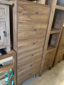 Cassettiera Cassettiera teak 6css Outlet etnico in Legno in offerta