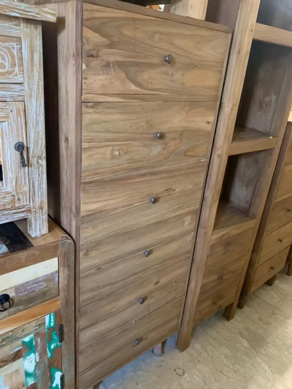 Cassettiera Cassettiera teak 6css Outlet etnico in Legno in offerta