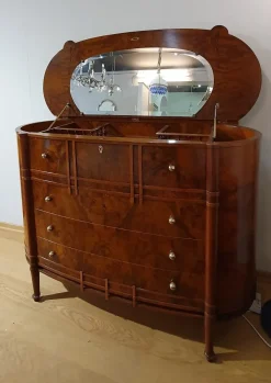 Cassettiera Classica modello Ovale in radica con ribalta a marchio Artigianale a prezzo scontato