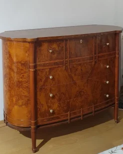 Cassettiera Classica modello Ovale in radica con ribalta a marchio Artigianale a prezzo scontato