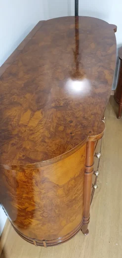 Cassettiera Classica modello Ovale in radica con ribalta a marchio Artigianale a prezzo scontato