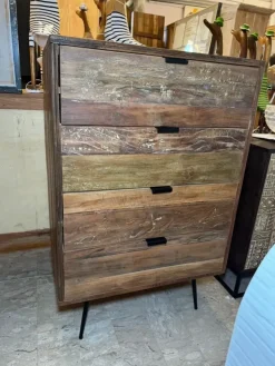 Cassettiera in Legno Cassettiera 4css old teak Outlet etnico a prezzo scontato