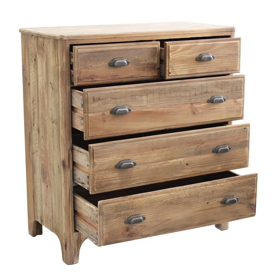 Cassettiera in Legno Legno riciclato 5c Outlet etnico a prezzo scontato