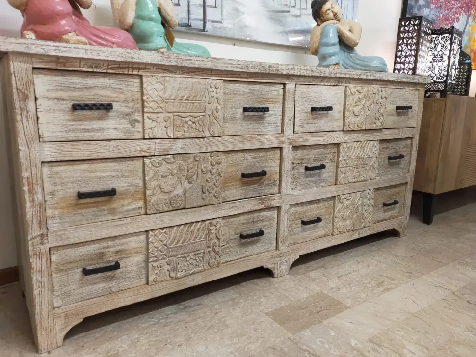 Cassettiera India Outlet etnico in Legno con forte sconto